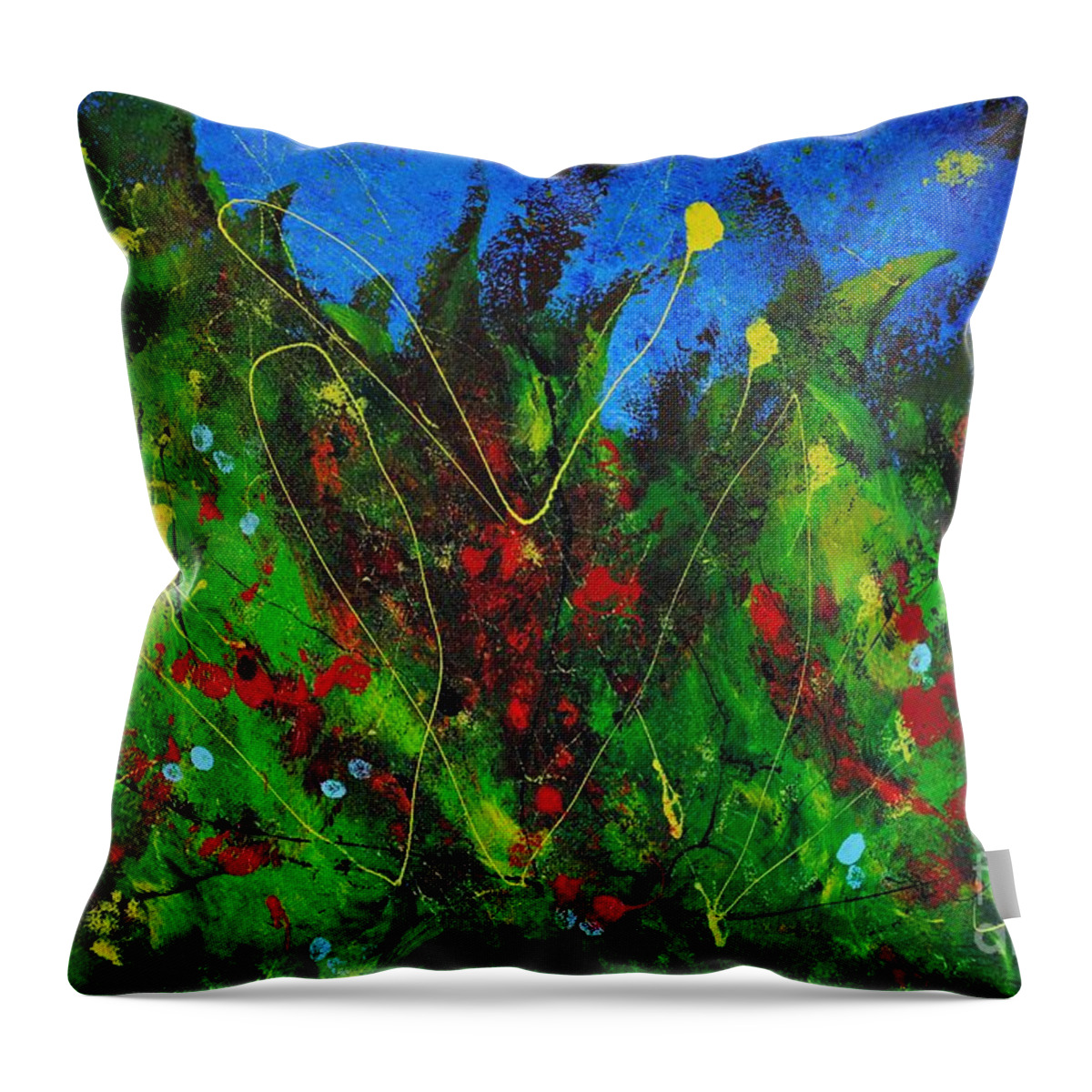 Abstract Throw Pillow featuring the painting Tropical garden by Chani Demuijlder