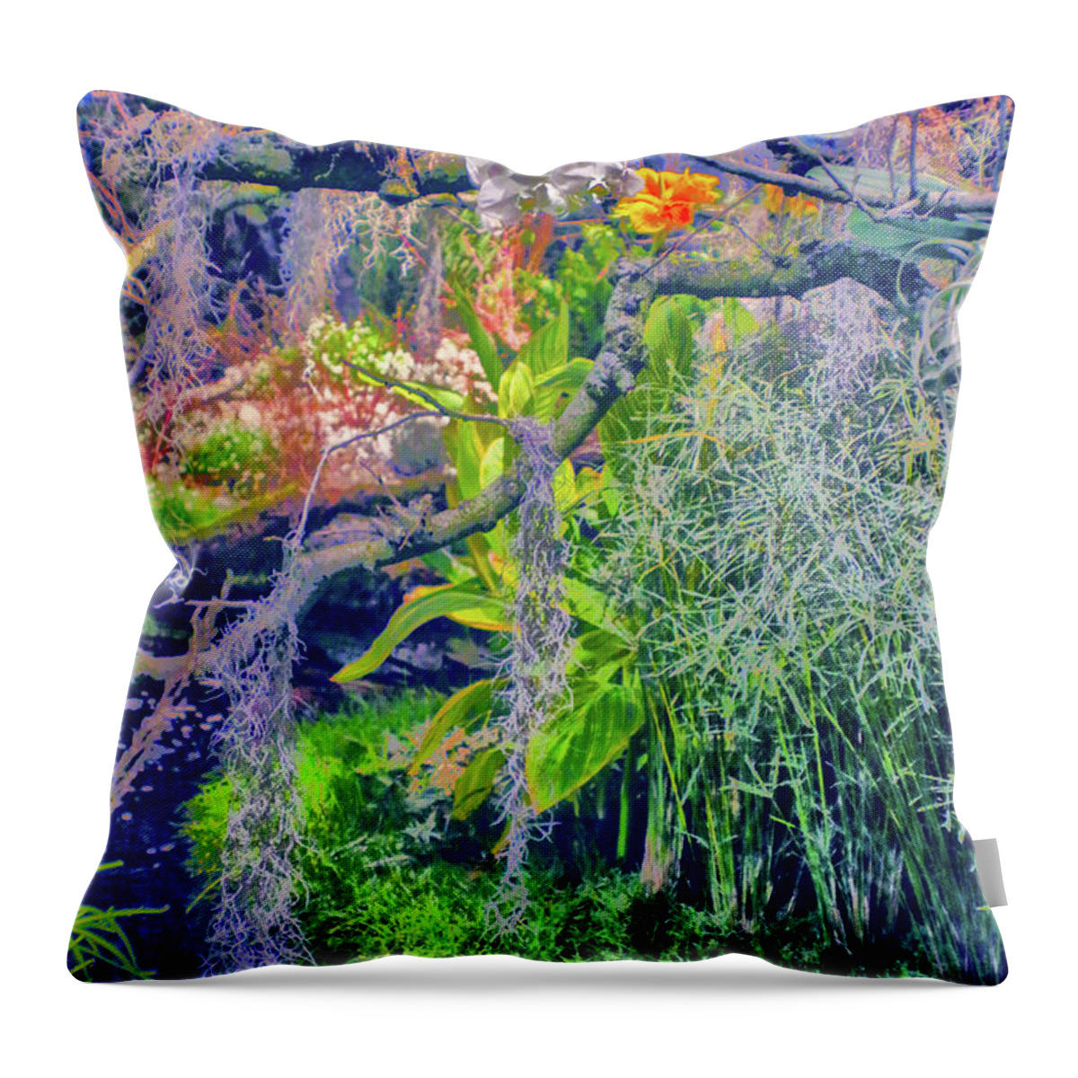 Lush Throw Pillow featuring the photograph Tropical Garden by Sandy Moulder