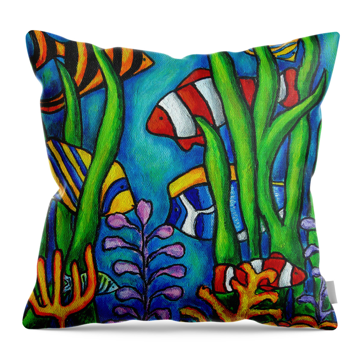 Tropical Throw Pillow featuring the painting Tropical Gems by Lisa Lorenz