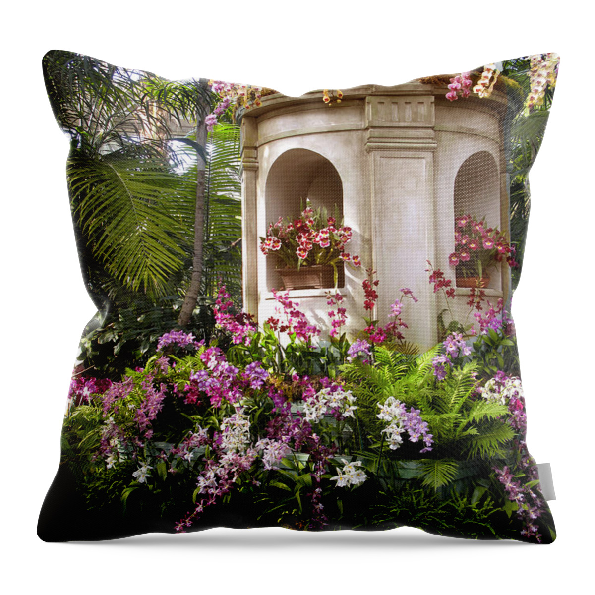 Orchids Throw Pillow featuring the photograph Tropical Orchids by Jessica Jenney