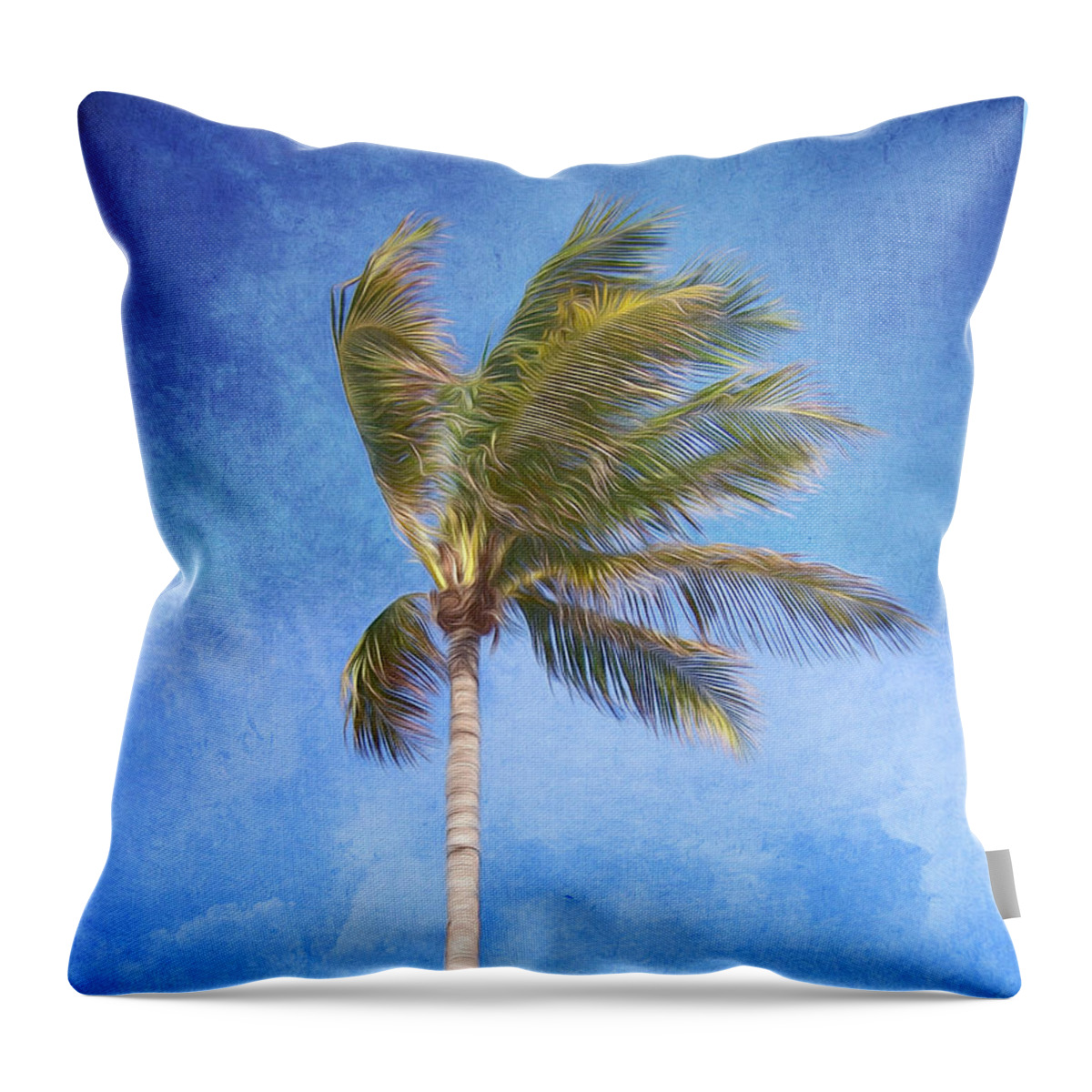 Palm Tree Throw Pillow featuring the digital art Tropical Palm Tree by Phil Perkins