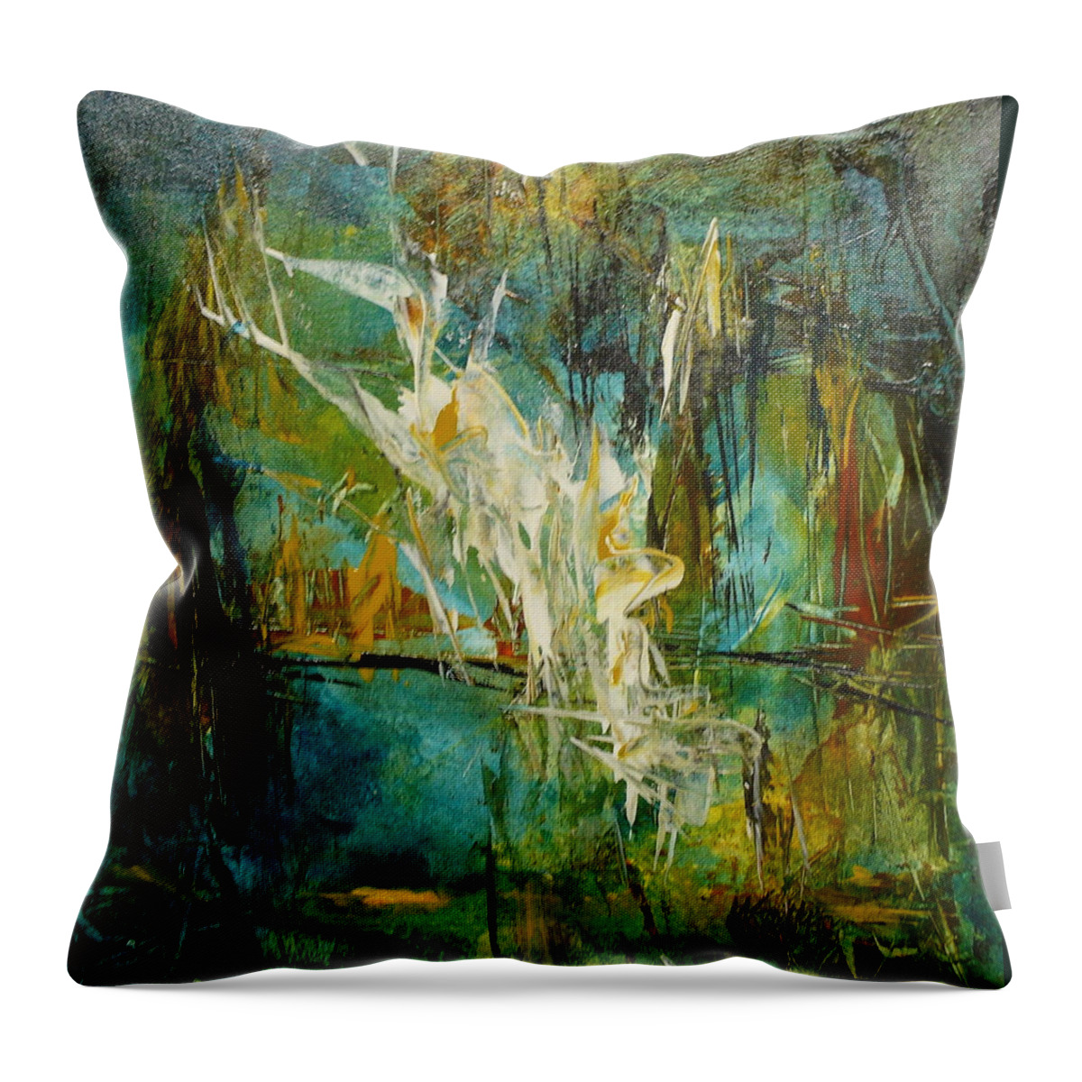 Contemporary Throw Pillow featuring the painting Tropical Rhythms by Mary Sullivan