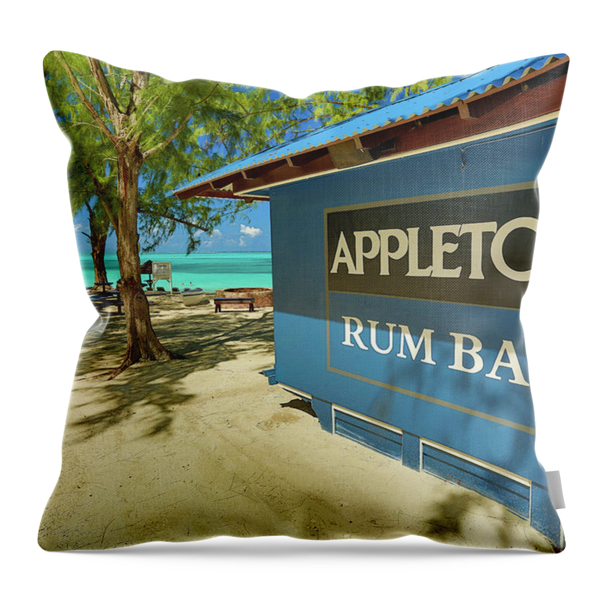 Beach Throw Pillow featuring the photograph Tropical Rum Bar by Dillon Kalkhurst