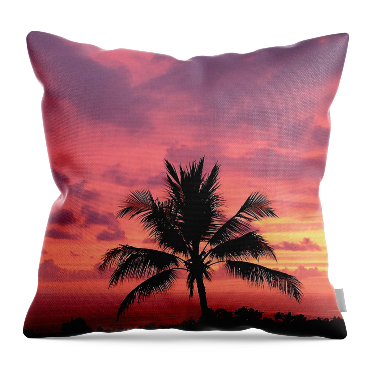 Sunsets Throw Pillow featuring the photograph Tropical Sunset by Karen Nicholson