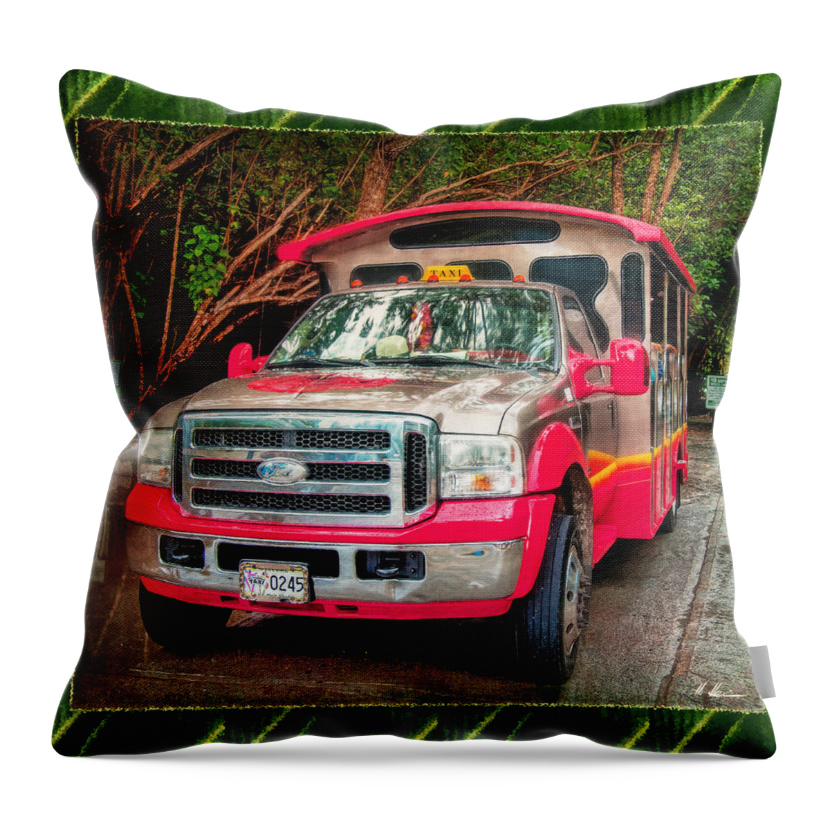 Taxi Throw Pillow featuring the photograph Tropical Taxi by Hanny Heim