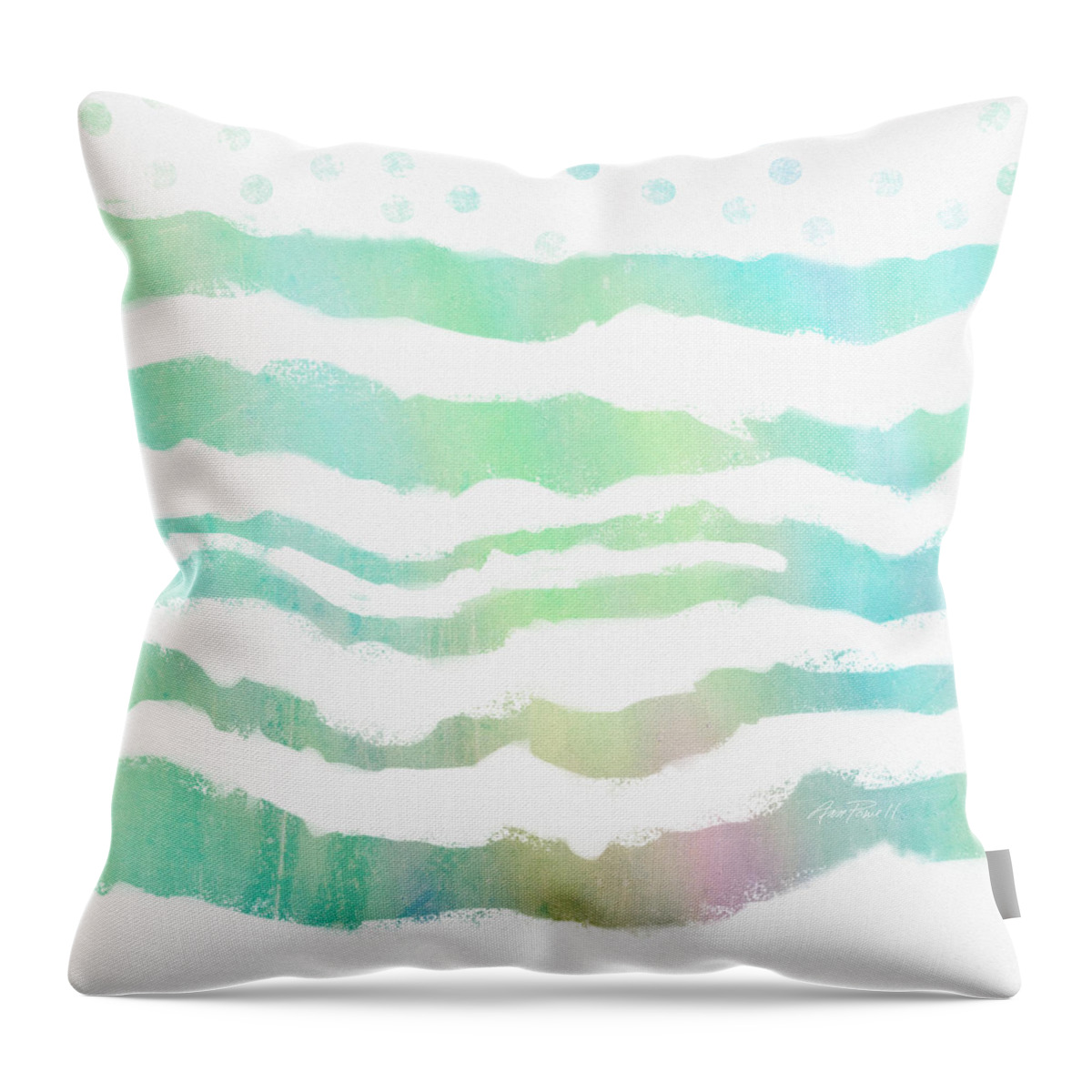 Abstract Throw Pillow featuring the painting Tropical Waves by Ann Powell