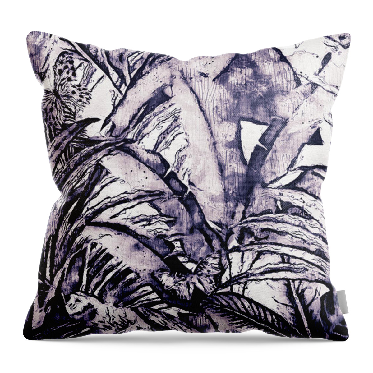 Nature Throw Pillow featuring the drawing Tropicana - 02 by AM FineArtPrints