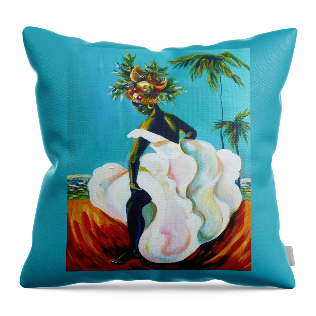 Travel Throw Pillow featuring the painting Tropicana by Anna Duyunova
