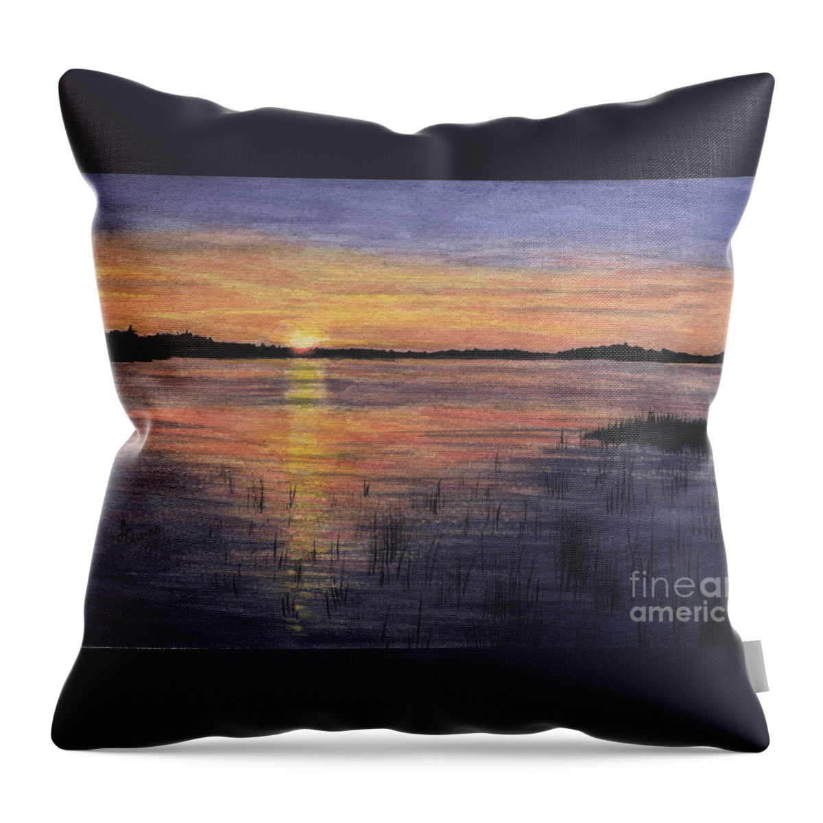 Landscape Throw Pillow featuring the painting Trout Lake Sunset II by Lynn Quinn