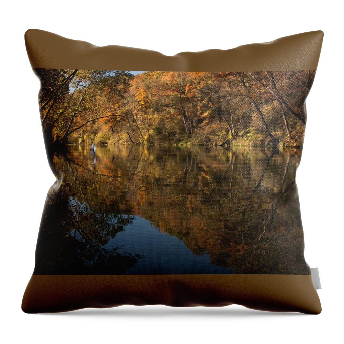 Bennett Throw Pillow featuring the photograph Trout Season at Bennett Spring by Mitch Spence