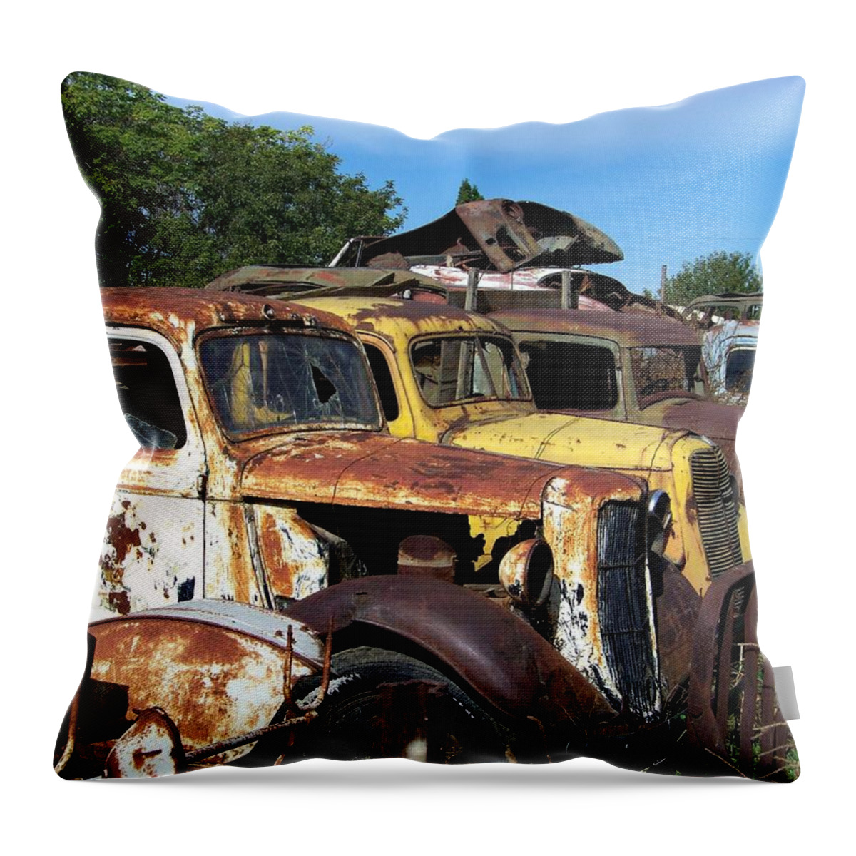 Used Trucks Throw Pillow featuring the photograph Trucks by Charles Robinson