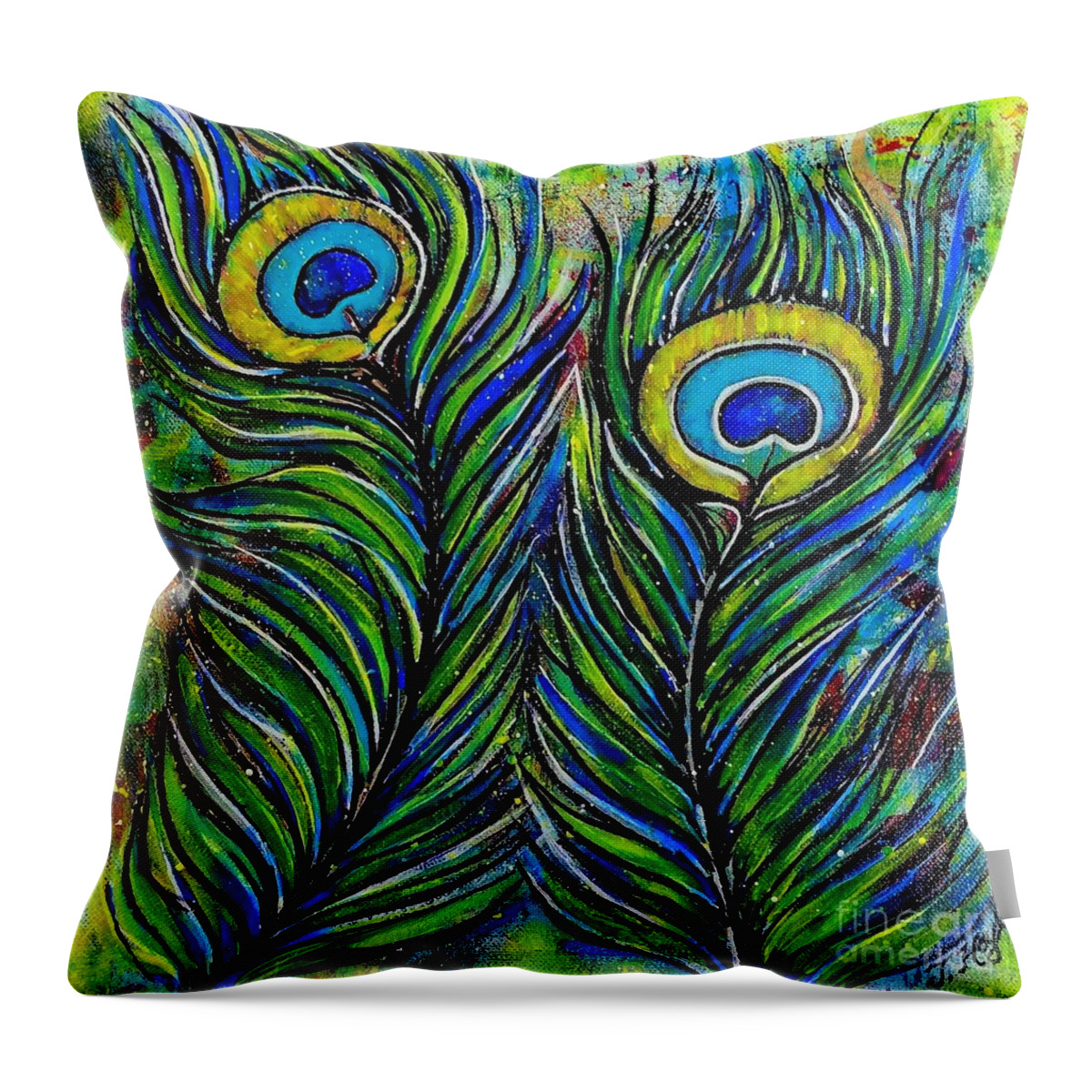 Julie-hoyle Throw Pillow featuring the mixed media True Colors by Julie Hoyle