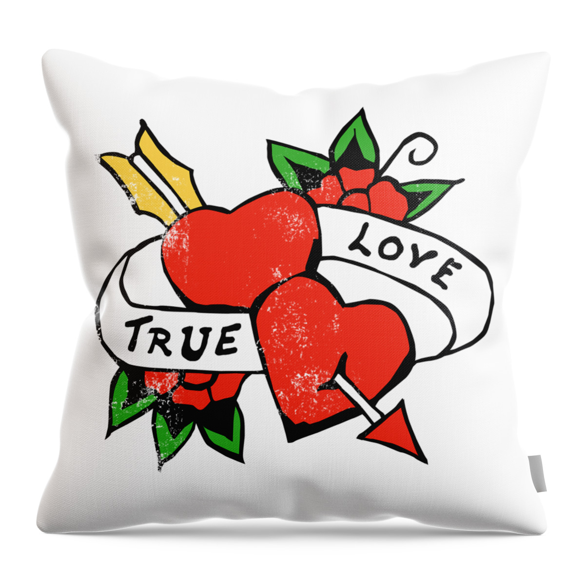 Tattoo Throw Pillow featuring the digital art True Love Tattoo by Bob Newman