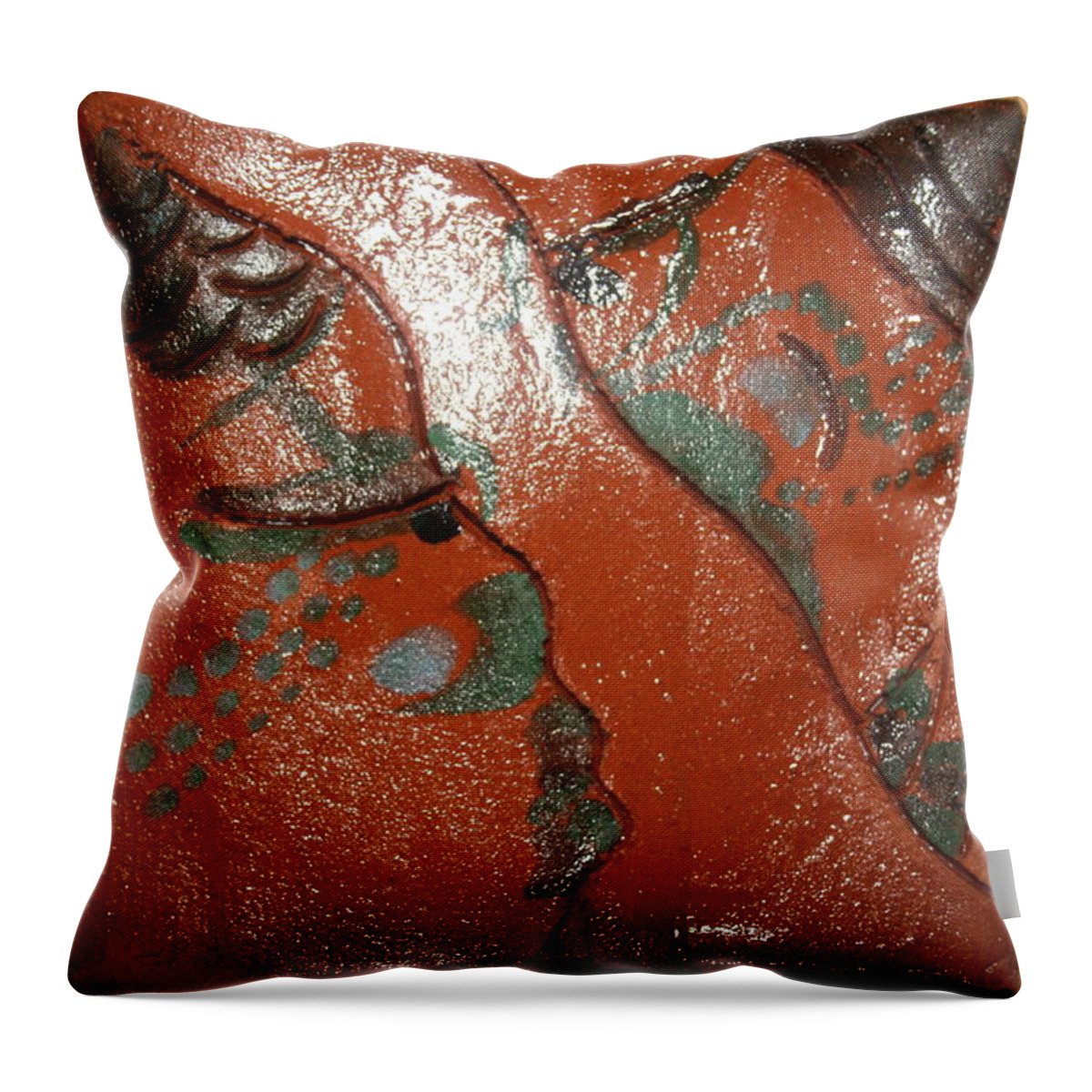 Jesus Throw Pillow featuring the ceramic art True Shepherd 24 - Tile by Gloria Ssali