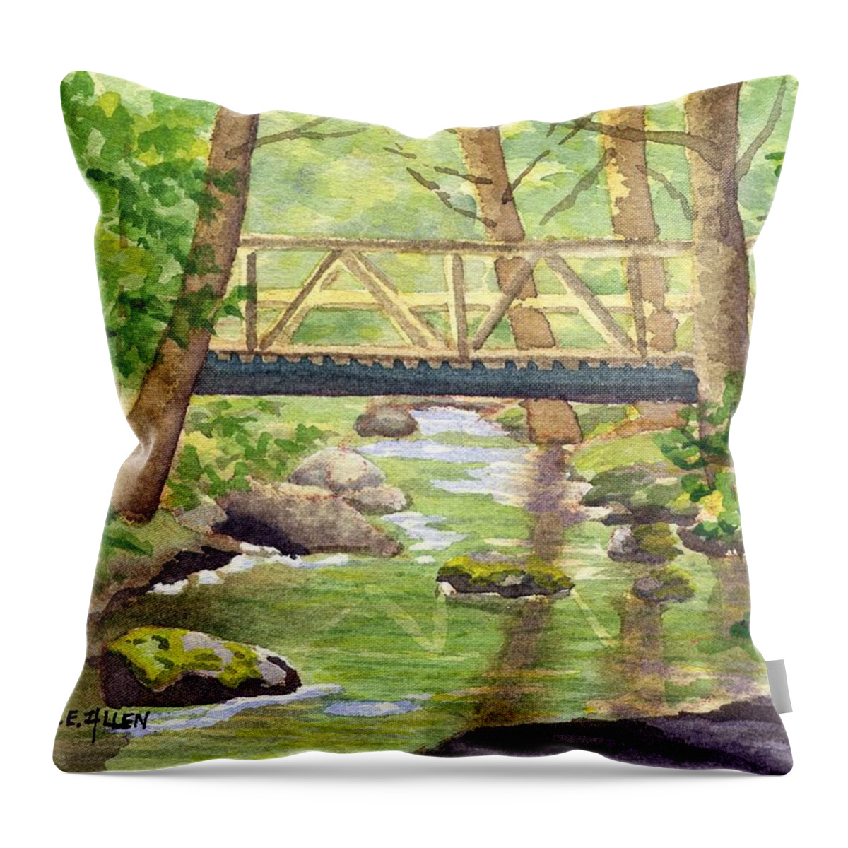 Stream Throw Pillow featuring the painting Tuckers Brook by Sharon E Allen