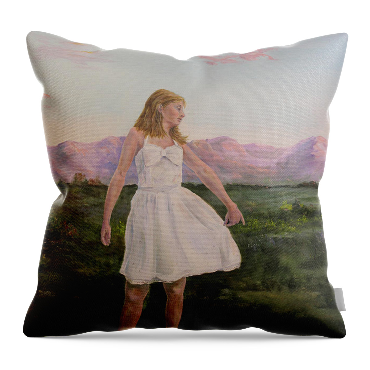 Landscape Throw Pillow featuring the painting Tuesday's Child by James Andrews