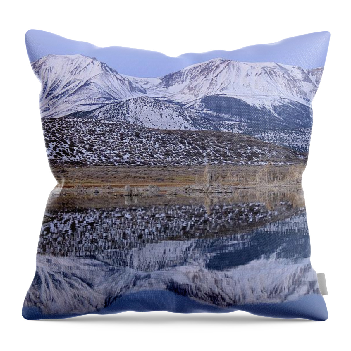 Sunrise Throw Pillow featuring the photograph Tufa Dawn Winter Dreamscape by Sean Sarsfield