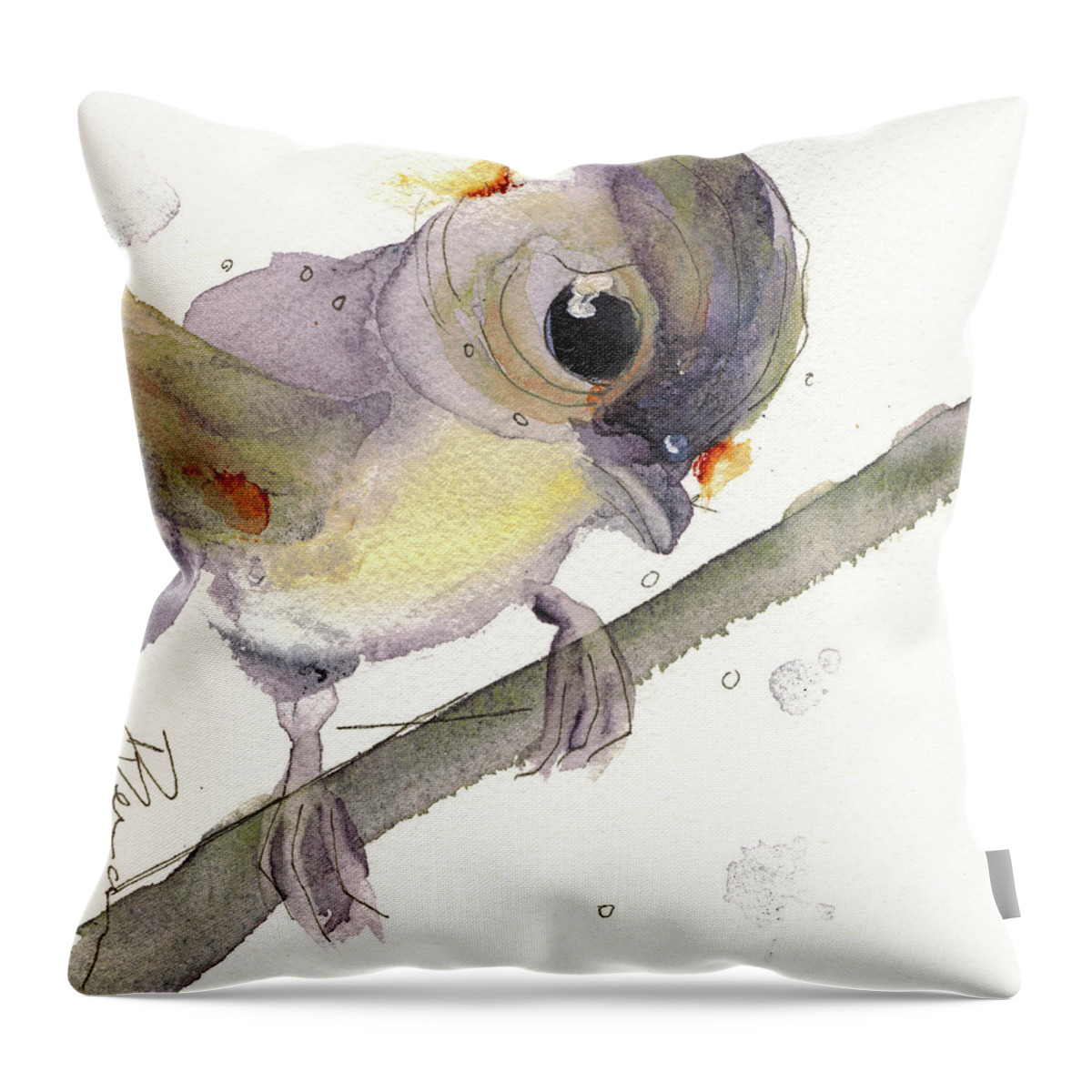 Tufted Titmouse Throw Pillow featuring the painting Tufted Titmouse by Dawn Derman