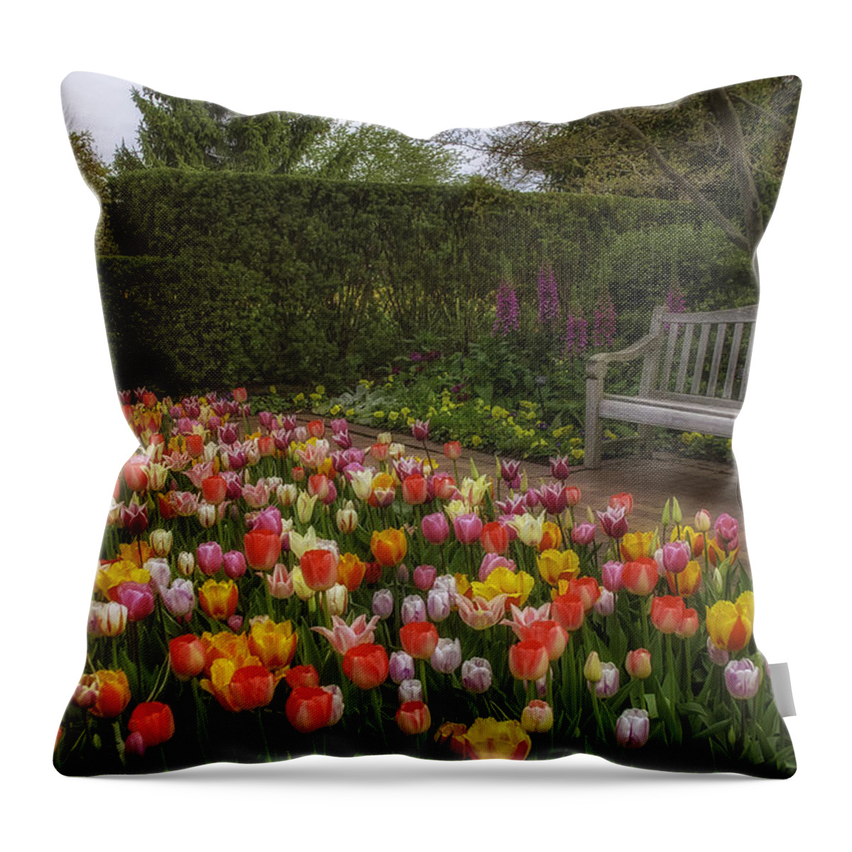 Chicago Botanic Garden Throw Pillow featuring the photograph Tulip Garden by Julie Palencia