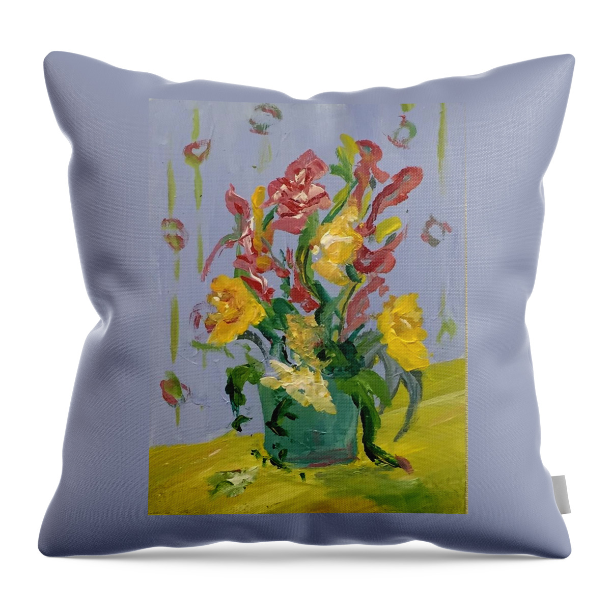 Still Life Throw Pillow featuring the painting Tulips by Alida M Haslett
