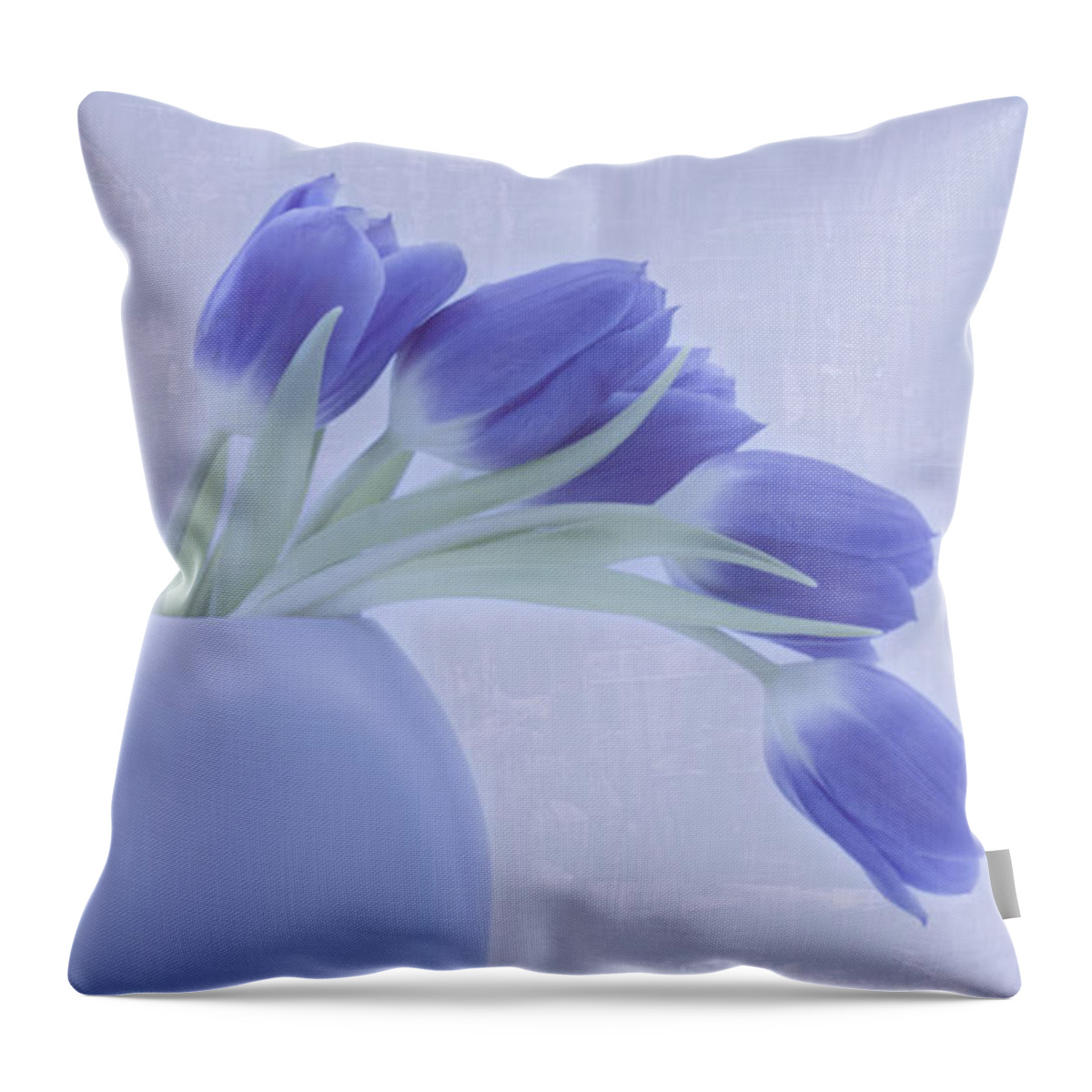 Blue Tulips Throw Pillow featuring the photograph Tulips And Birdies by Sandra Foster