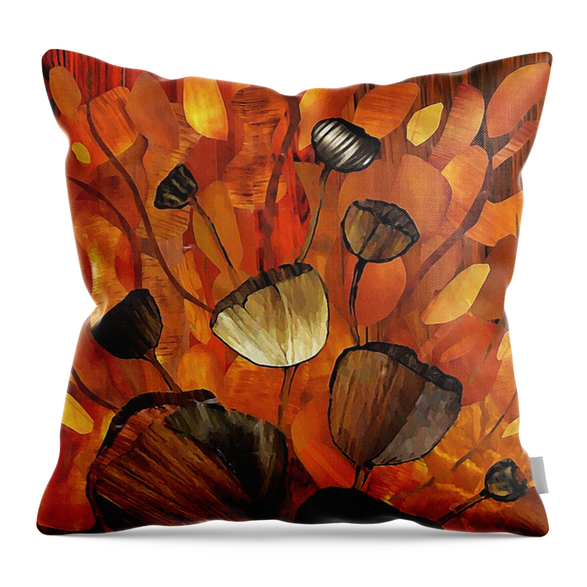 Collage Throw Pillow featuring the mixed media Tulips and Violins by Sarah Loft