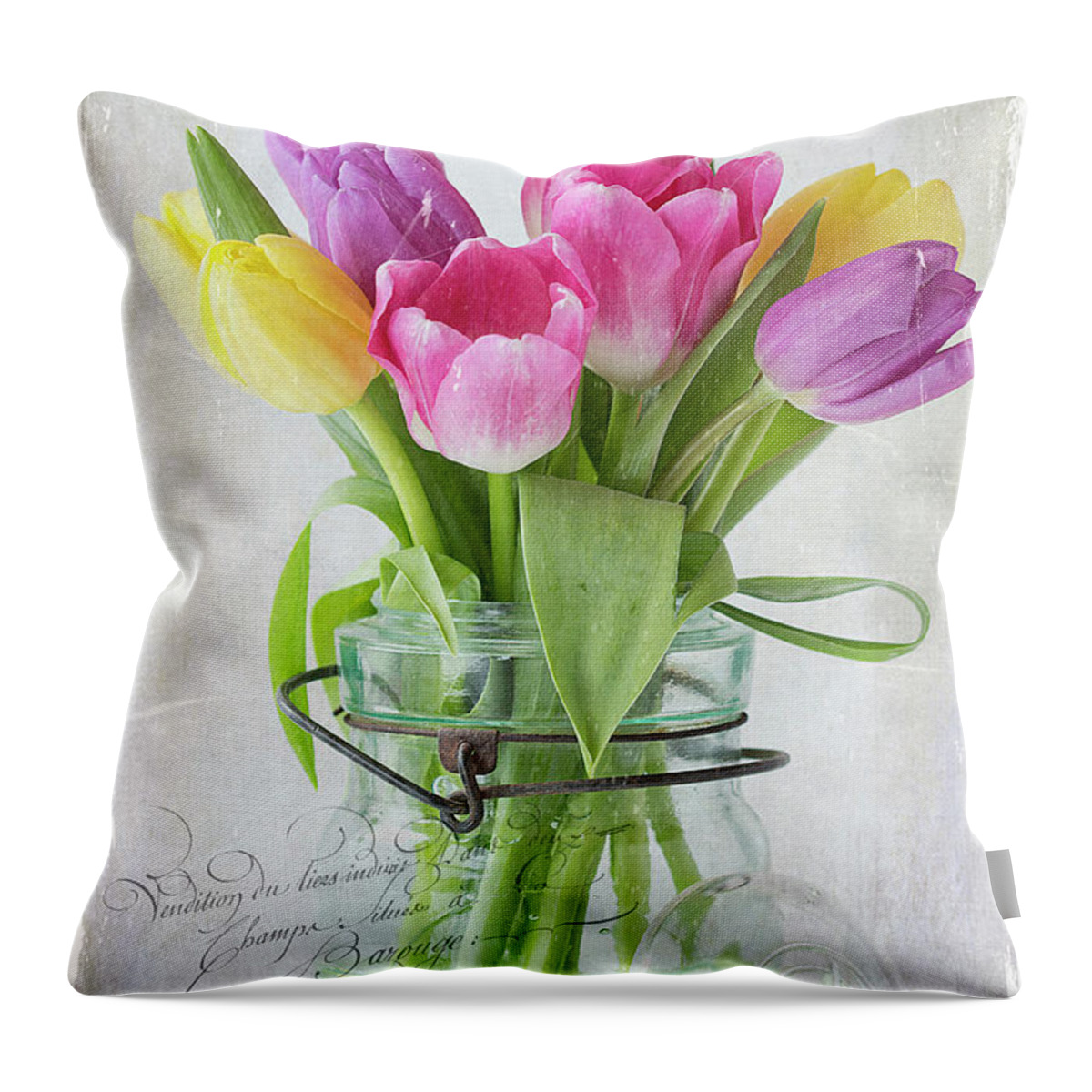 Cindi Ressler Throw Pillow featuring the photograph Tulips in a Jar by Cindi Ressler