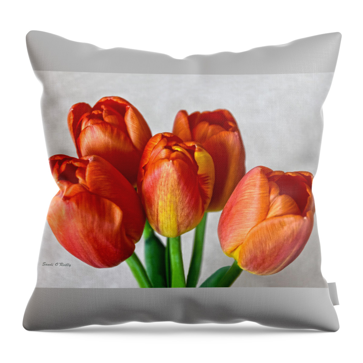 Tulips Throw Pillow featuring the photograph Tulips Showing Off by Sandi OReilly