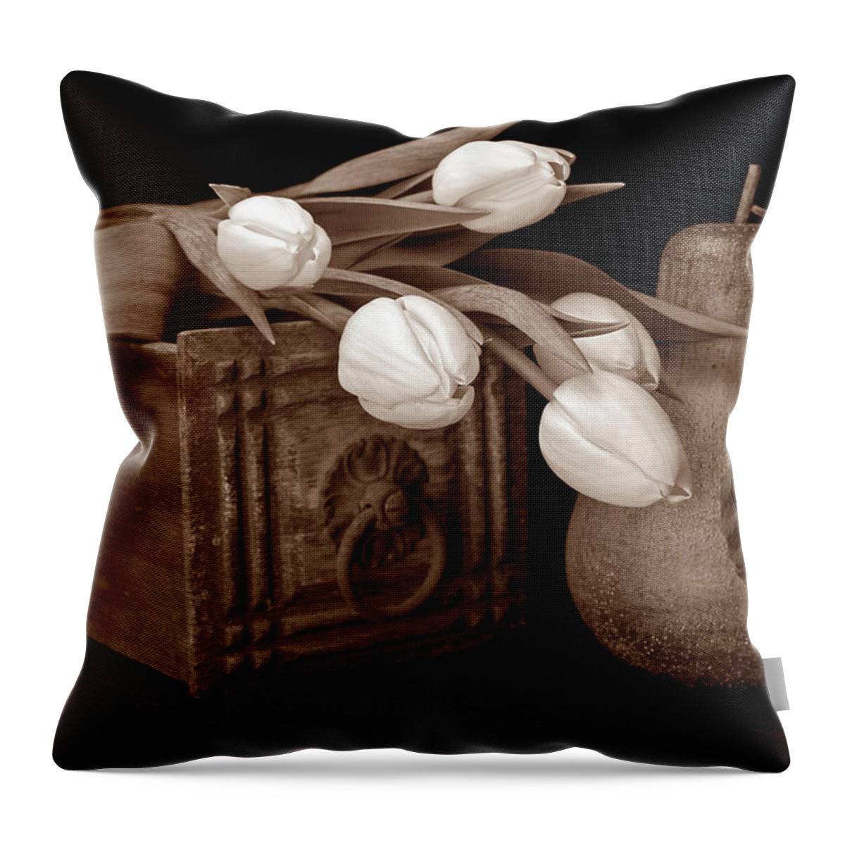 Flower Throw Pillow featuring the photograph Tulips with Pear I by Tom Mc Nemar