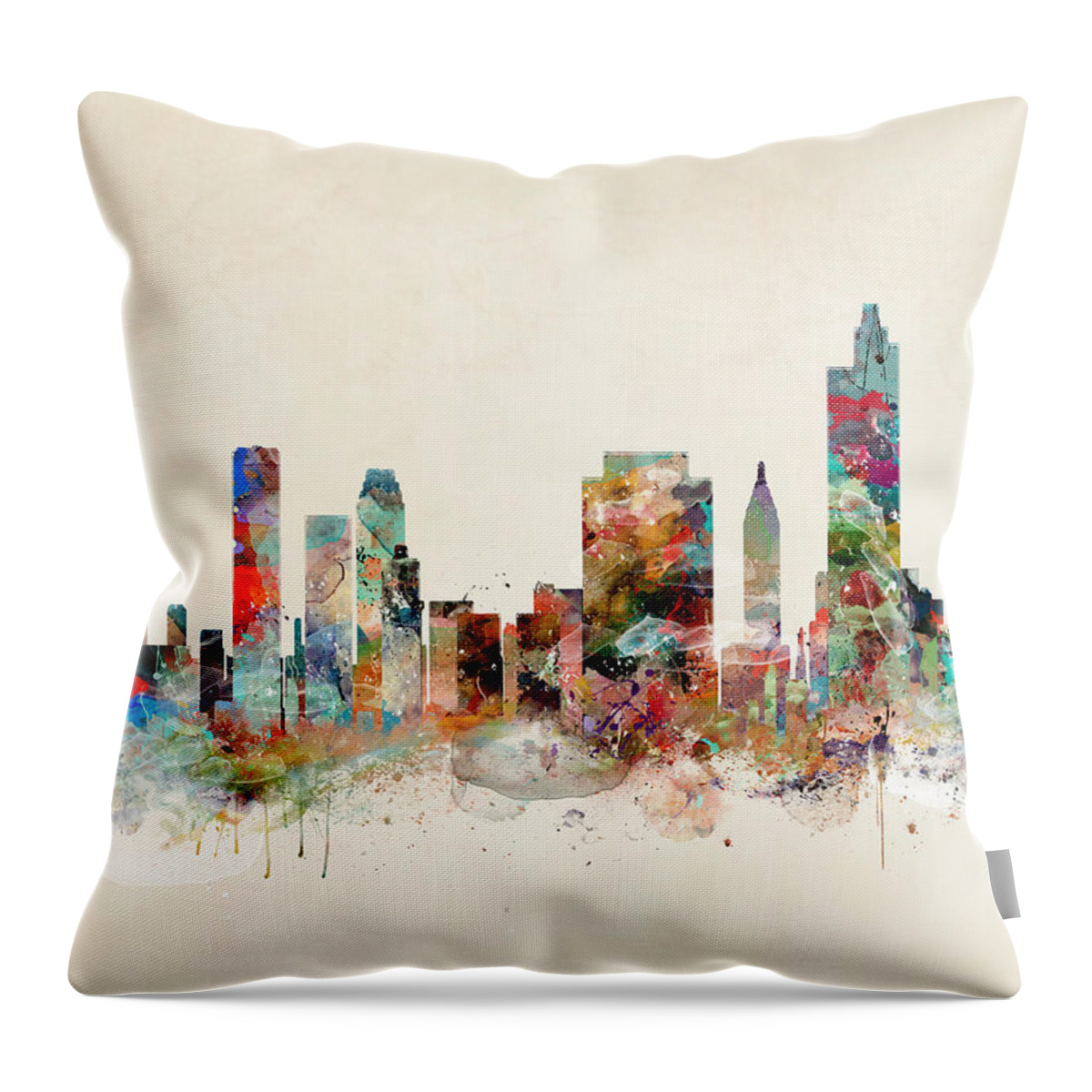 Tulsa City Throw Pillow featuring the painting Tulsa City Skyline by Bri Buckley