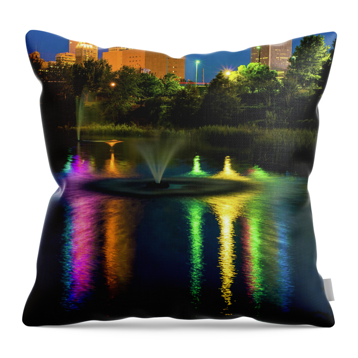America Throw Pillow featuring the photograph Tulsa Downtown Skyline - Bold Color by Gregory Ballos
