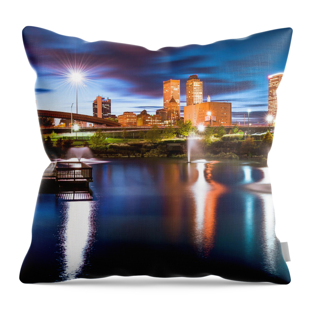America Throw Pillow featuring the photograph Tulsa on the Water by Gregory Ballos