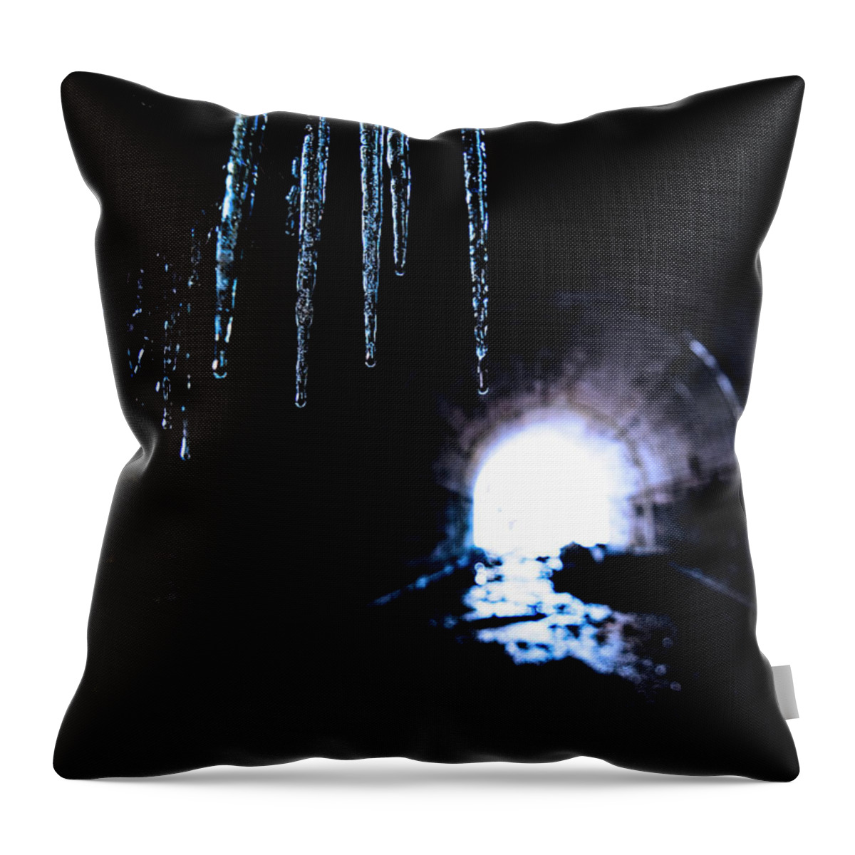 Tunnel Throw Pillow featuring the photograph Tunnel Icicles 2 by Pelo Blanco Photo