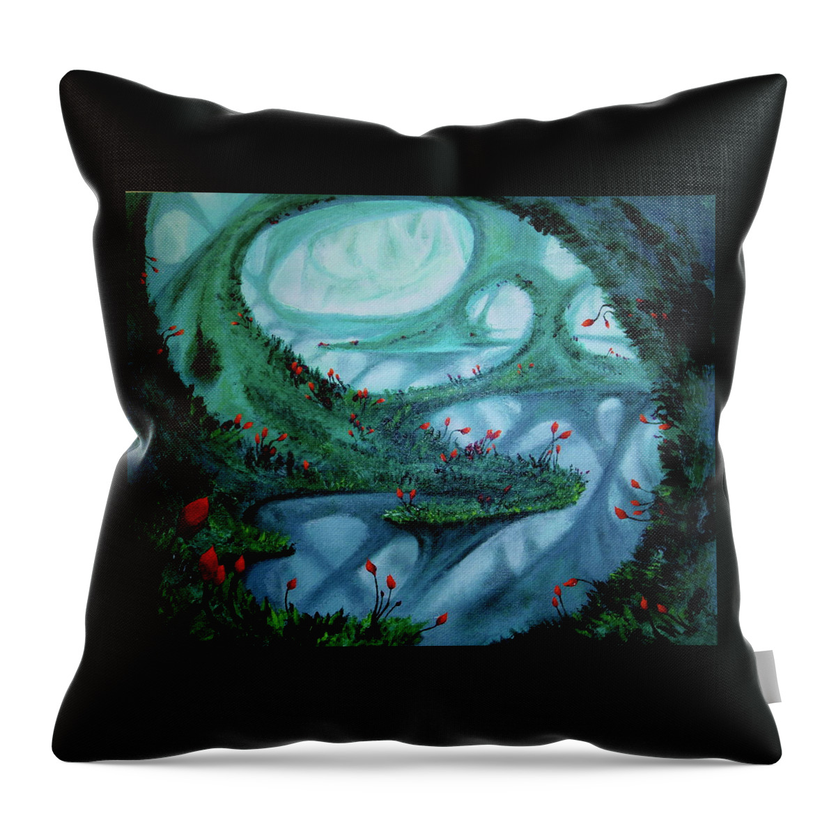 Abstract Throw Pillow featuring the painting Tunnel of Dreams by Leizel Grant