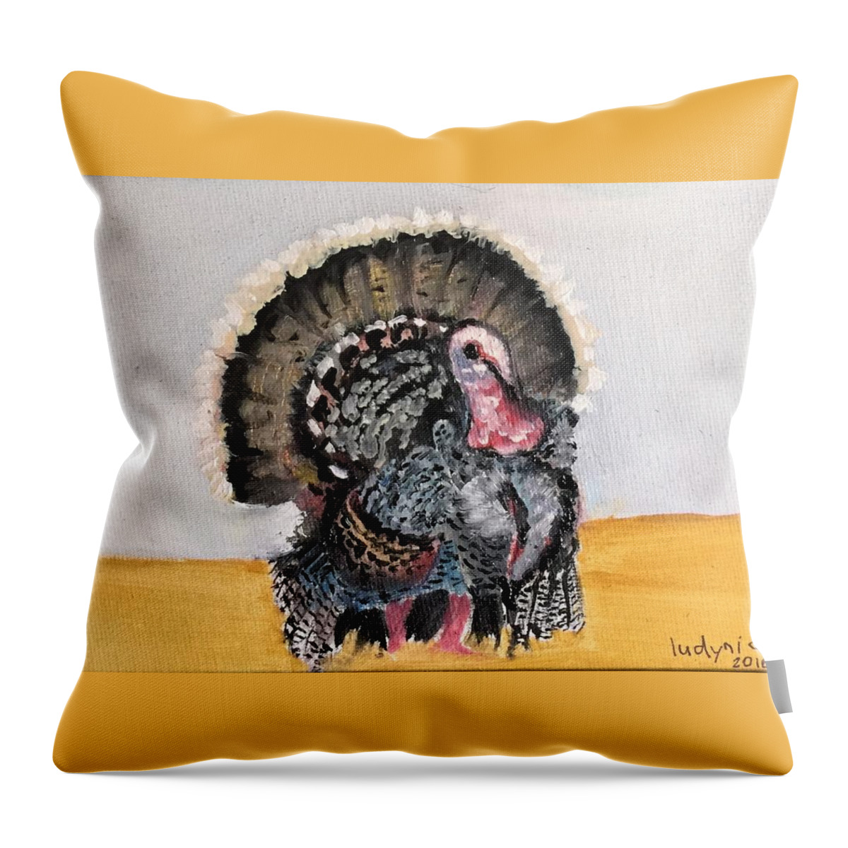Turkey Throw Pillow featuring the painting Turkey #5 by Ryszard Ludynia