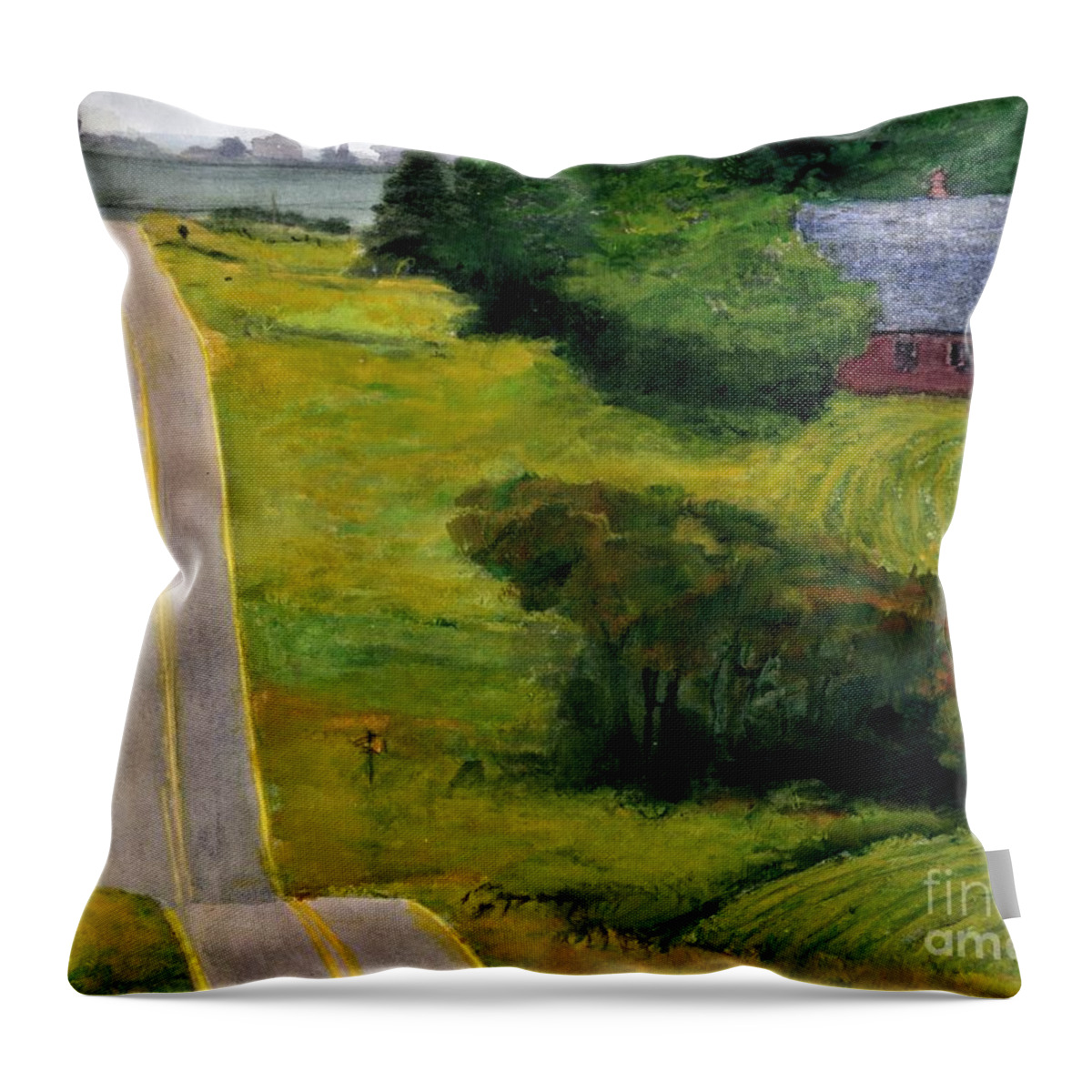 Iowa Throw Pillow featuring the painting Turkey Tailed Barn by Randy Sprout