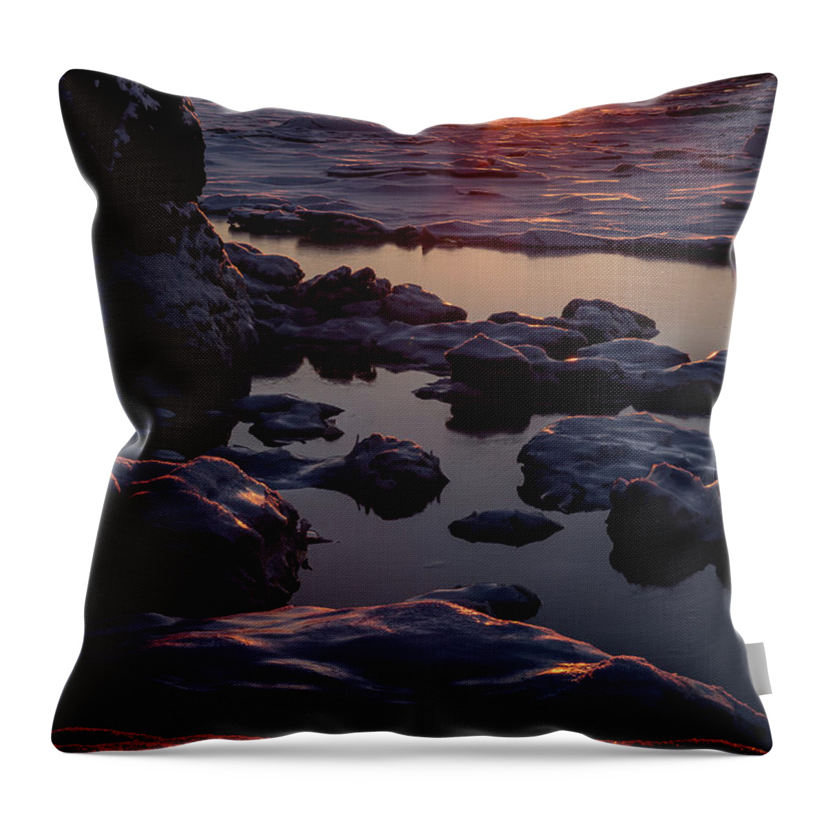 Turnagain Arm Throw Pillow featuring the photograph Turnagain Winter Sunset by Tim Newton
