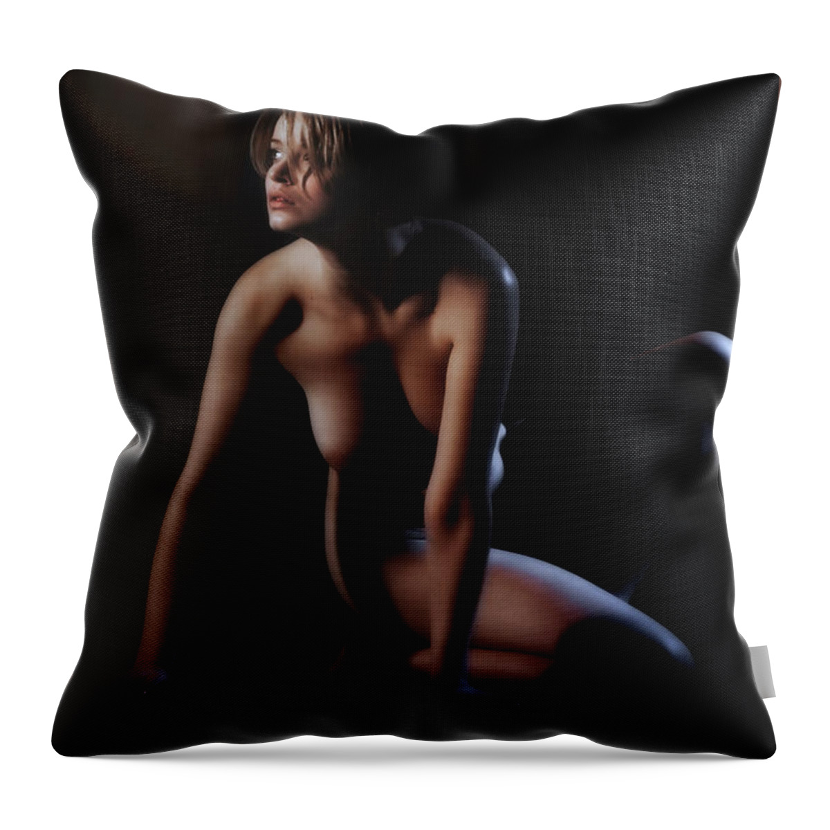 Woman Throw Pillow featuring the photograph Turning to the Light by Vitaly Vakhrushev