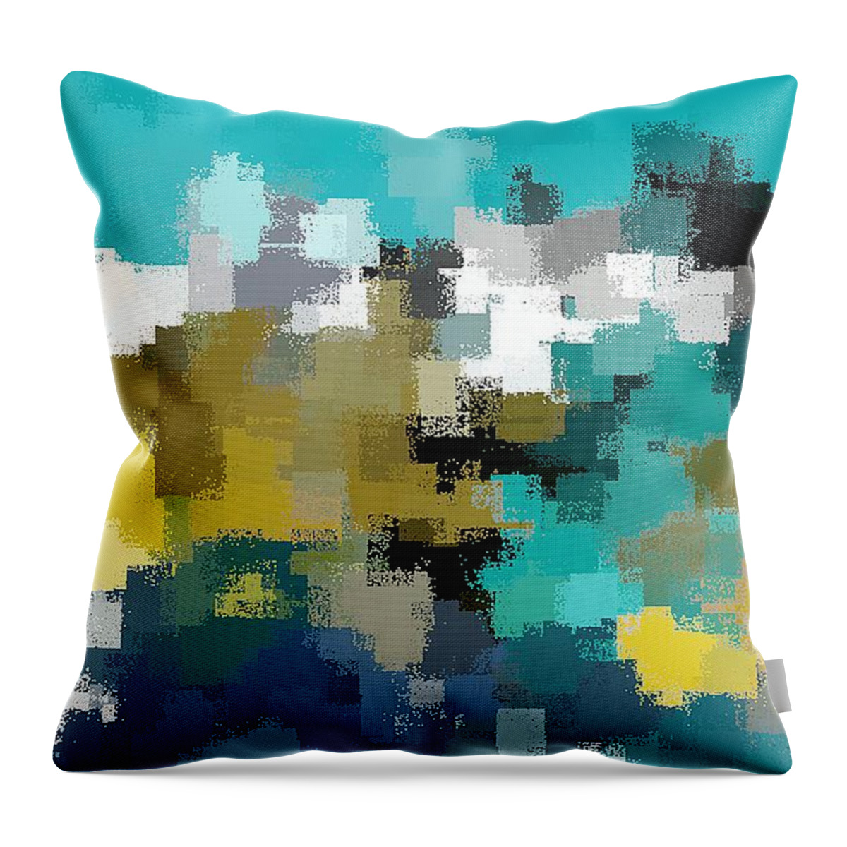 Turquoise Throw Pillow featuring the digital art Turquoise and Gold by David Manlove