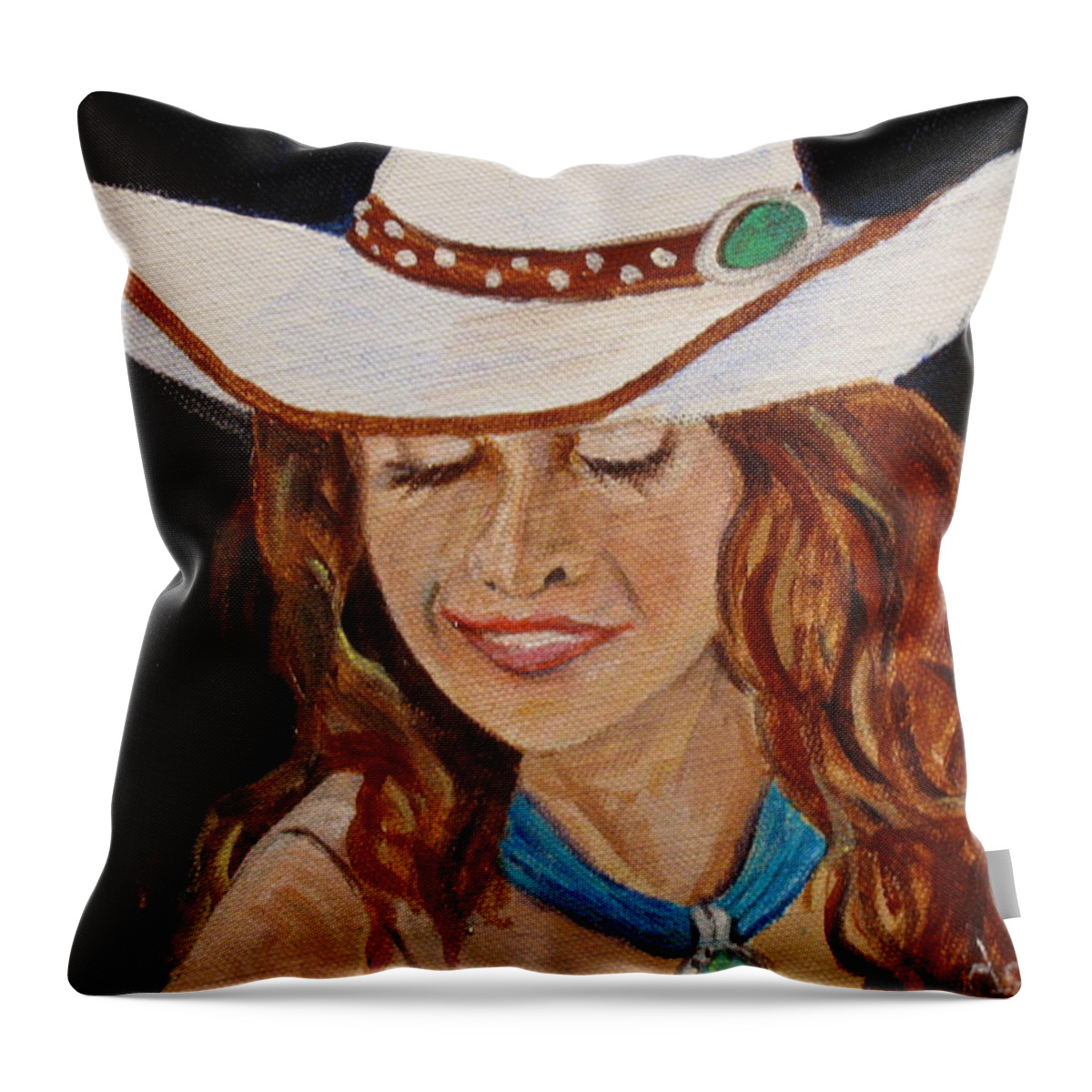 Horses Throw Pillow featuring the painting Turquoise Lady 2 by Donna Steward