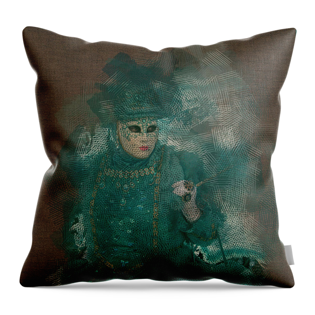 2016 Throw Pillow featuring the photograph Turquoise Lady Venice Carnival by Jack Torcello
