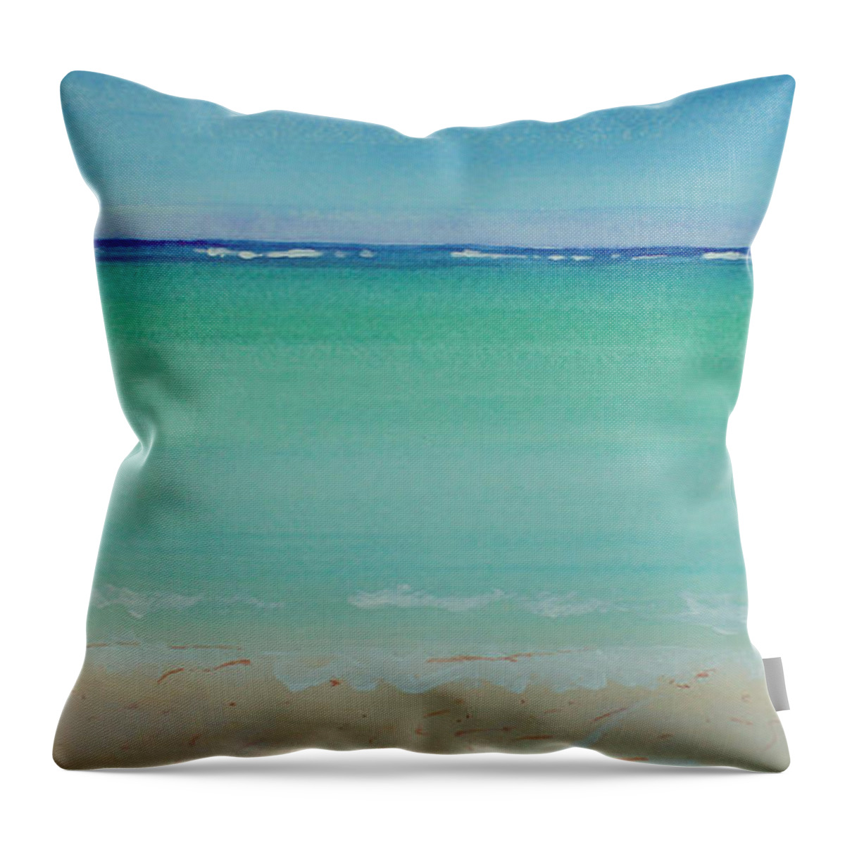 Beach Throw Pillow featuring the painting Turquoise Waters Long Abstract by Robyn Saunders
