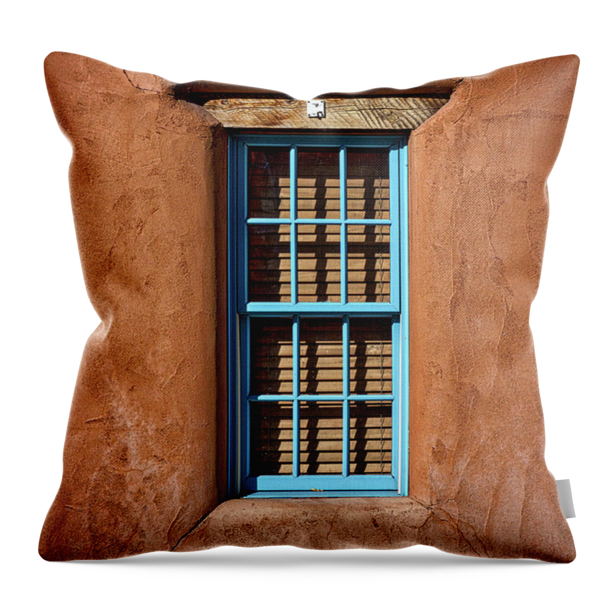 Santa Fe Throw Pillow featuring the photograph Turquoise Window - Santa Fe by Stuart Litoff