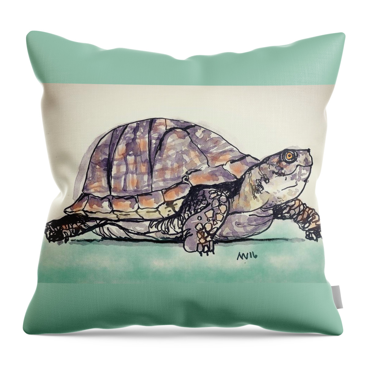 Turtle Throw Pillow featuring the digital art Turtle by AnneMarie Welsh
