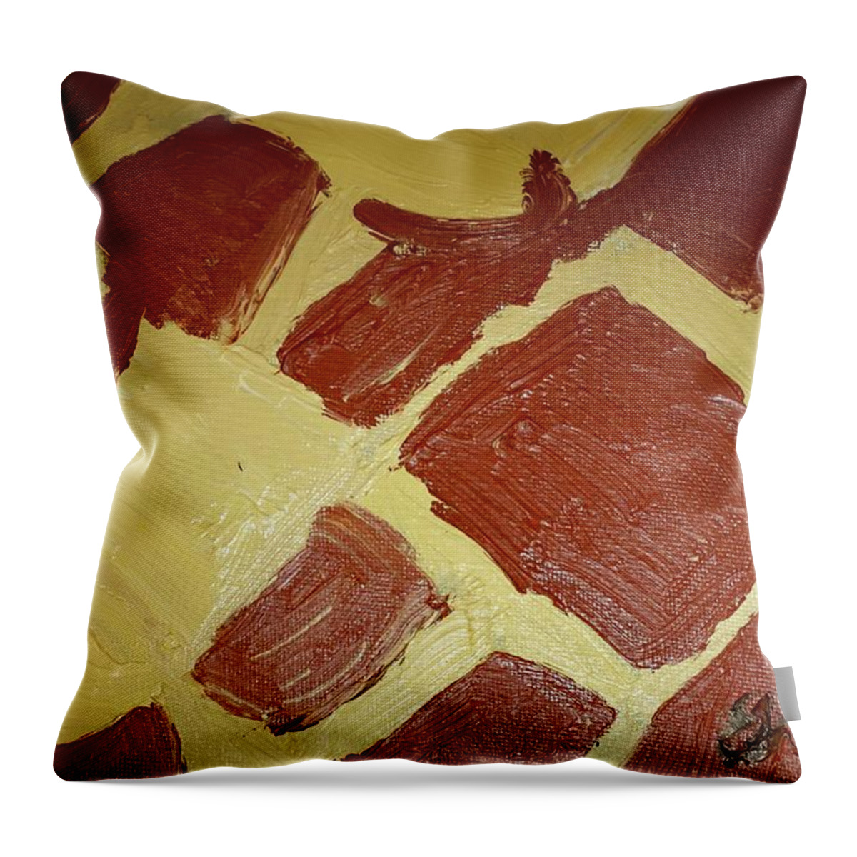 Yellow Throw Pillow featuring the painting Turtle Lamp by Shea Holliman