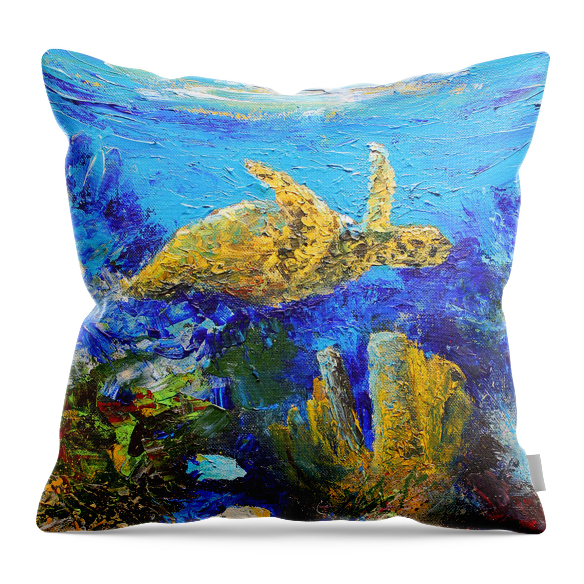 Turtle Throw Pillow featuring the painting Turtle Reef by Jerome Wilson