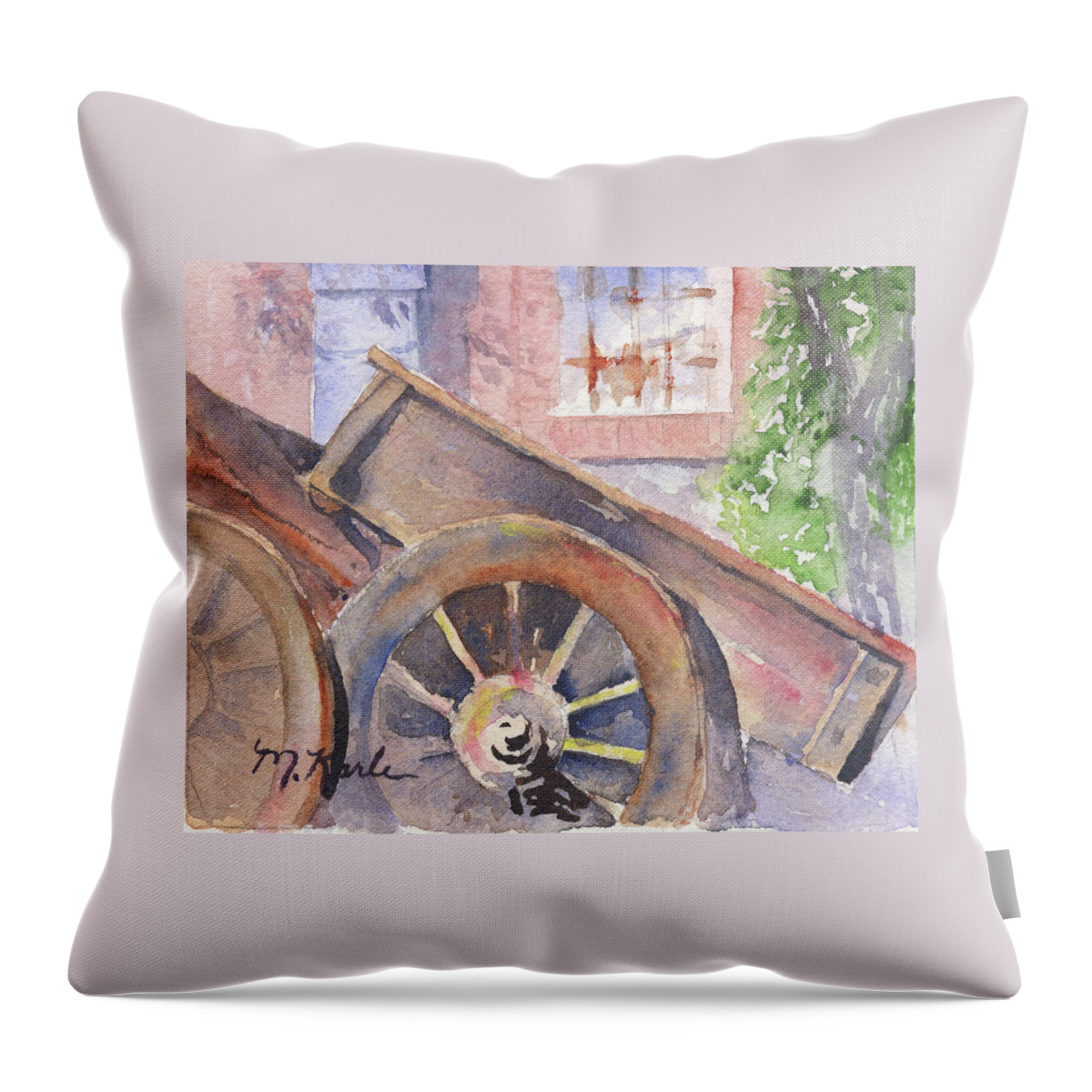 Ox Cart Throw Pillow featuring the painting Tuscan Ox Cart by Marsha Karle