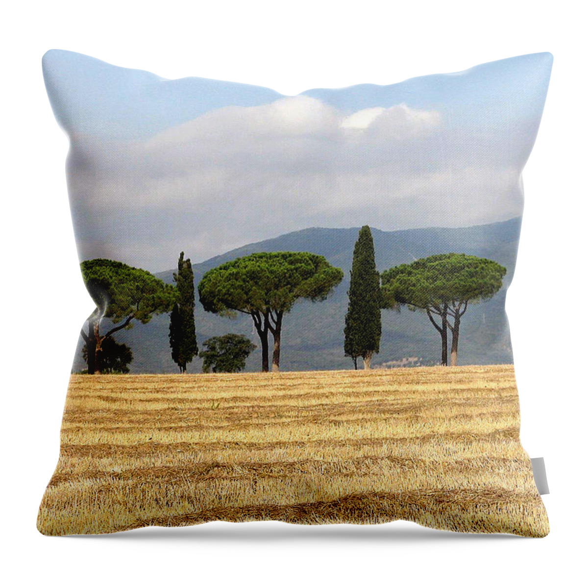 Tuscany Throw Pillow featuring the digital art Tuscany Trees by Julian Perry