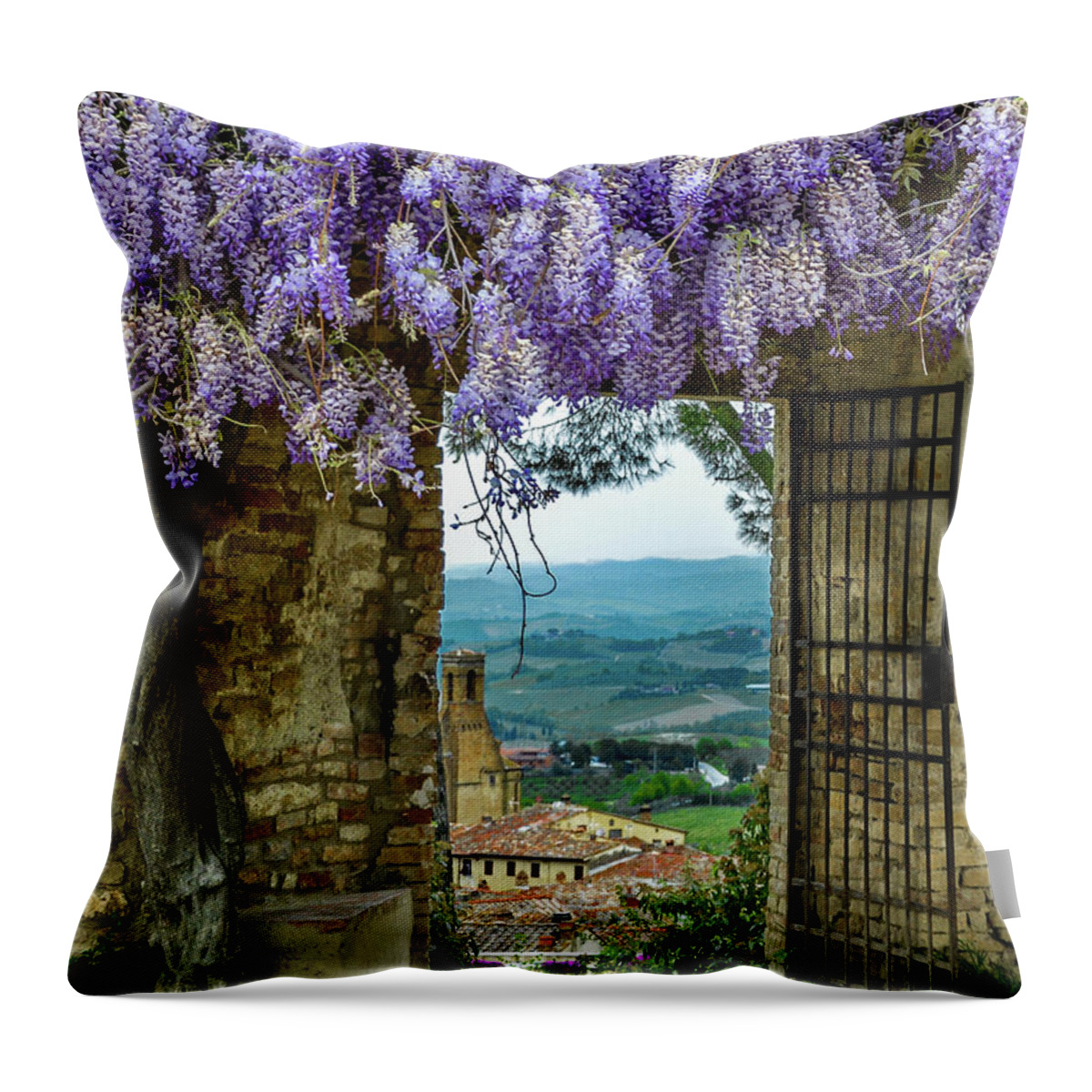 Tuscany Throw Pillow featuring the photograph Tuscany view by David Meznarich