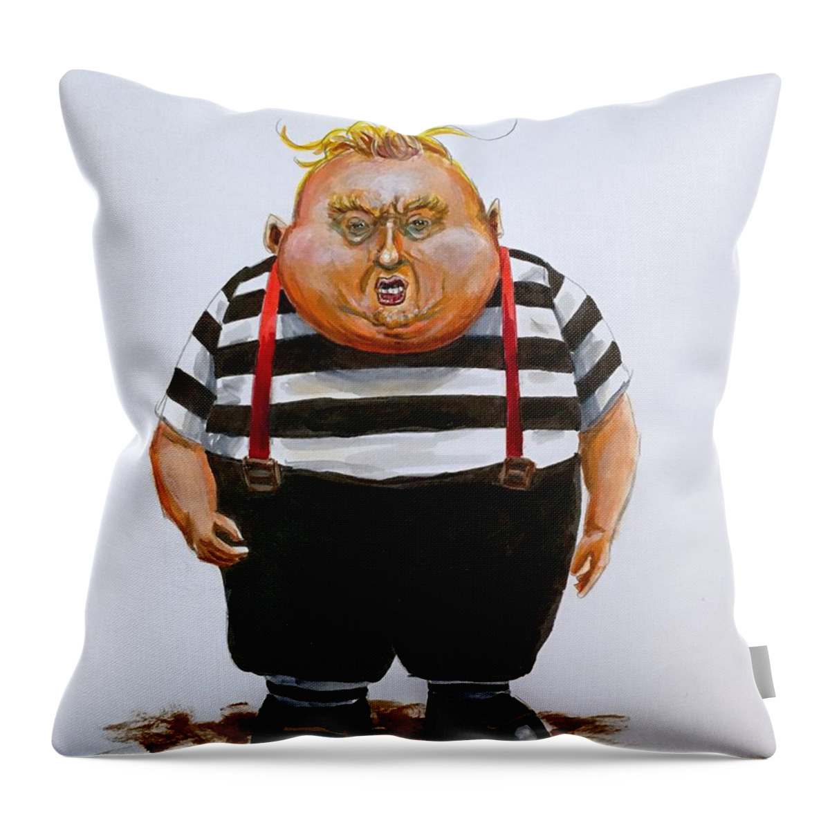 Trump Throw Pillow featuring the painting Tweedletrump by Joel Tesch